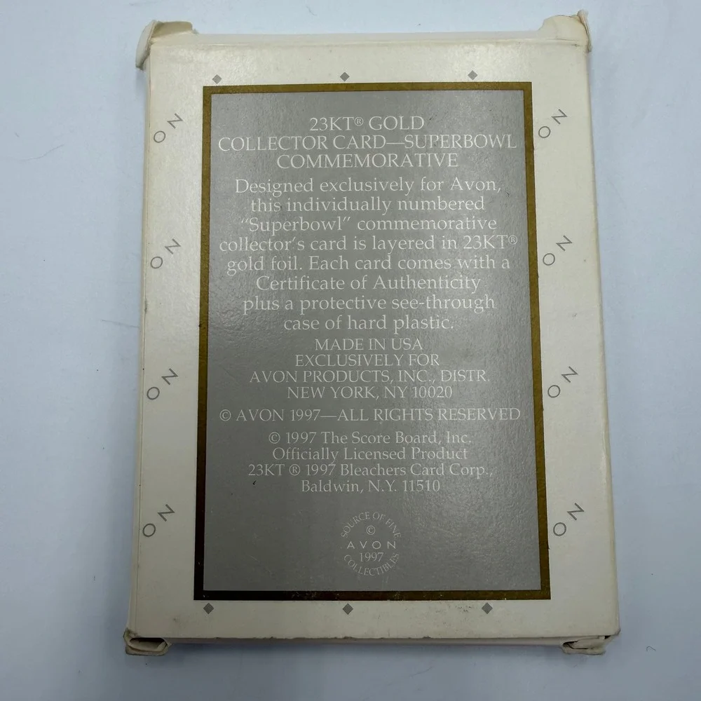 1997 NFL Super Bowl Champions 23KT Gold Card Avon Exclusive Serial Numbered COA